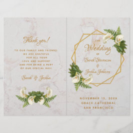 結婚式 プログラム金ゴールドホワイトマーブルカラリリー