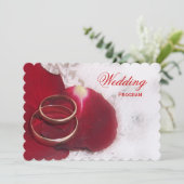 結婚式 プログラム金ゴールドリングや輪バラ花びら プログラム (スタンド正面)