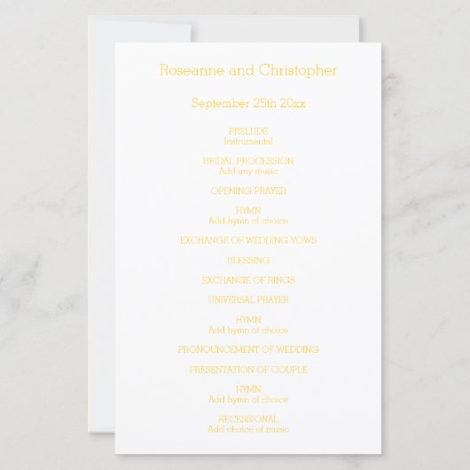 結婚式 プログラム黄蝶 (裏面)