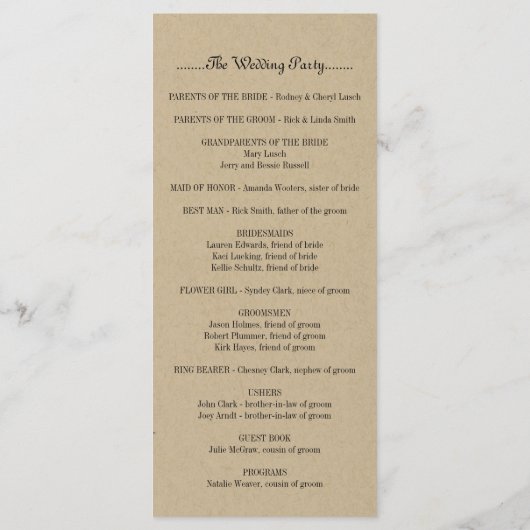 結婚式 プログラム (裏面)