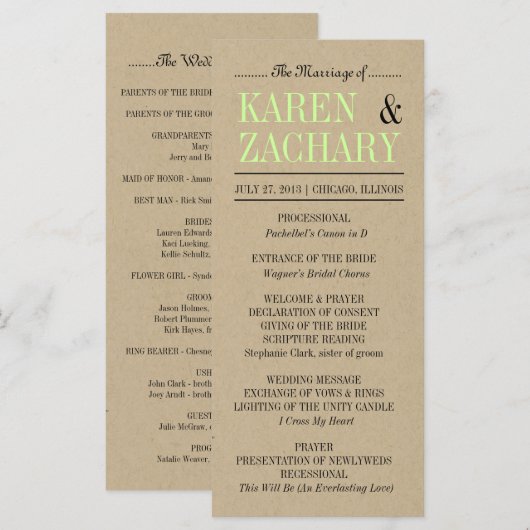 結婚式 プログラム (正面/裏面)