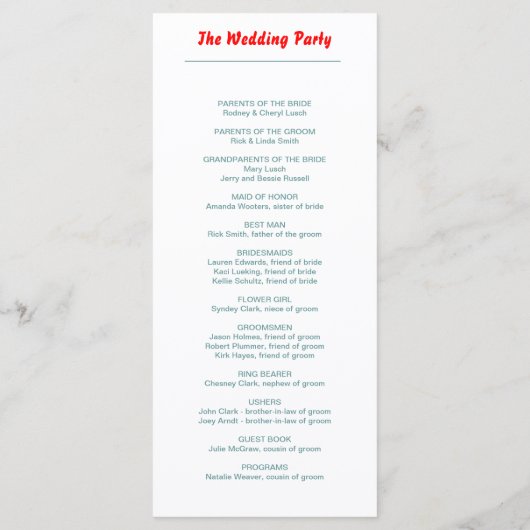 結婚式 プログラム (裏面)