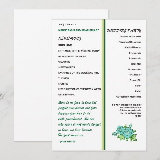 結婚式 プログラム (正面/裏面)