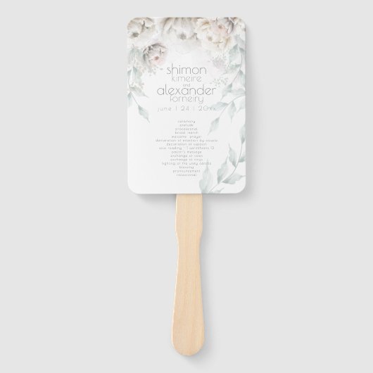 結婚式 プログラム |アラバスターの水彩牡丹 ハンドファン (正面)