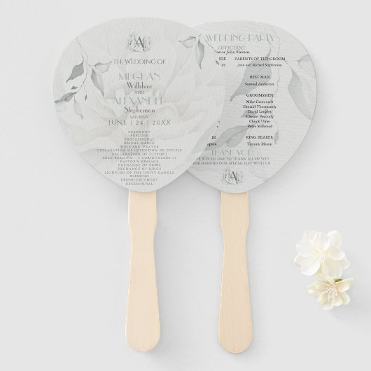 結婚式 プログラム |シックボホウォーターカラーダリア ハンドファン (正面&裏面)