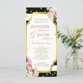 結婚式 プログラム | ストライプ、バラ、金ゴールド紙吹雪 (スタンド正面)