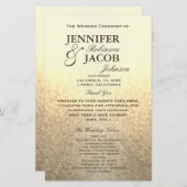 結婚式 プログラム |ソフト金ゴールドグリッタールック (正面/裏面)