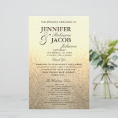 結婚式 プログラム |ソフト金ゴールドグリッタールック (スタンド正面)