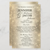 結婚式 プログラム |ソフト金ゴールドグリッタールック (正面/裏面)