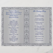 結婚式 プログラム |ネイビー、シルバーフローラ、ハート (裏面)