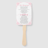 "結婚式 プログラム"ピンクタイポグラフィ&ヴィンテージフレーム ハンドファン (正面)