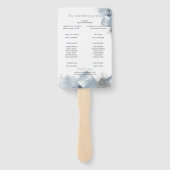 結婚式 プログラム |モダンほこりっぽい青いブラシストローク ハンドファン (裏面)