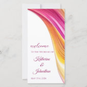 結婚式 プログラム-モダン抽象芸術 – ピンクオレンジ色 (正面)