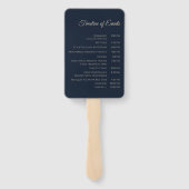 結婚式 プログラム-モダン抽象芸術 – 青および金ゴールド ハンドファン (裏面)