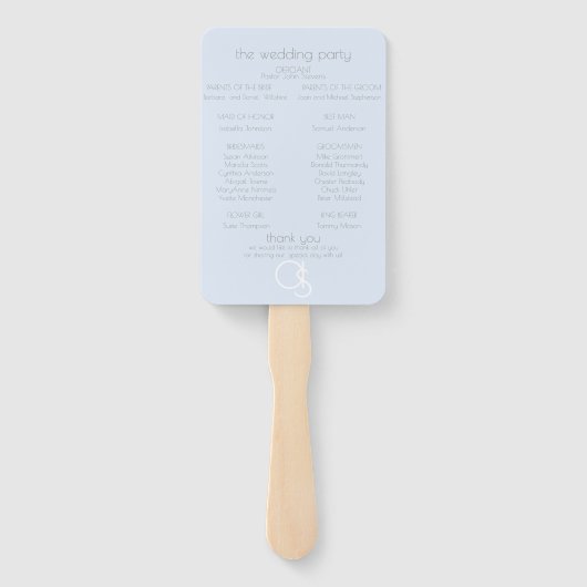 結婚式 プログラム |モノグラムブルーギンガムフローラ ハンドファン (裏面)