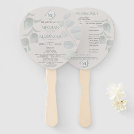 結婚式 プログラム |モノグラムモダン幾何学的ビーチ ハンドファン