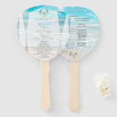 結婚式 プログラム |モノグラムモダン幾何学的ビーチ ハンドファン (正面&裏面)