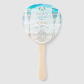 結婚式 プログラム |モノグラムモダン幾何学的ビーチ ハンドファン (正面)