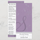 結婚式 プログラム – モノグラムラベンダーパープルフローラ (正面/裏面)