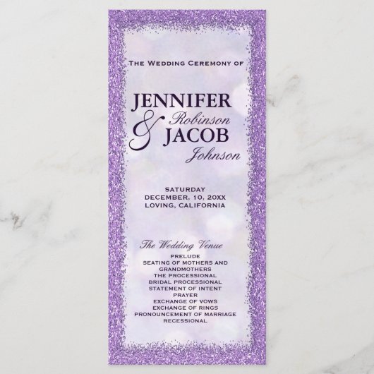 結婚式 プログラム | ラベンダー(グリッター枠) (正面)