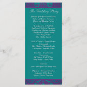 結婚式 プログラム |印刷されたリボンパープル、ティール(緑がかった色) (裏面)