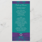 結婚式 プログラム |印刷されたリボンパープル、ティール(緑がかった色) (正面)