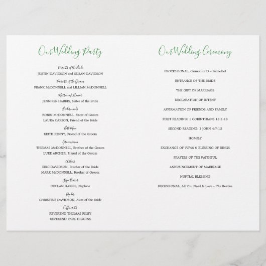 結婚式 プログラム |水彩植物学葉の (裏面)