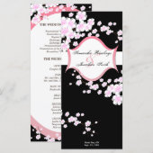 結婚式 プログラム – 白黒さくらんぼの花 (正面/裏面)