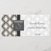 結婚式 プログラム – 白黒ダマスクモノグラム (正面)