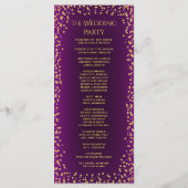 結婚式 プログラム | 紫と金ゴールド紙吹雪 (裏面)