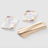 結婚式 プログラム – 紫タイポグラフィ&フラワーフレーム ハンドファン (組立なし)