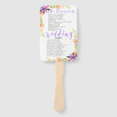 結婚式 プログラム – 紫タイポグラフィ&フラワーフレーム ハンドファン (正面)