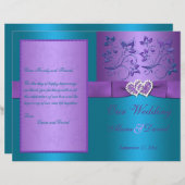 結婚式 プログラム |紫、ターコイズフローラハート (正面/裏面)