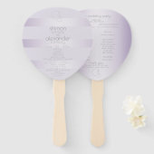 結婚式 プログラム | 薄紫きらめくストライプモノグラム ハンドファン (正面&裏面)