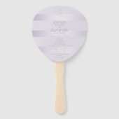 結婚式 プログラム | 薄紫きらめくストライプモノグラム ハンドファン (正面)