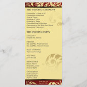 結婚式 プログラム – 赤および金ゴールドきらめくフローラ (裏面)