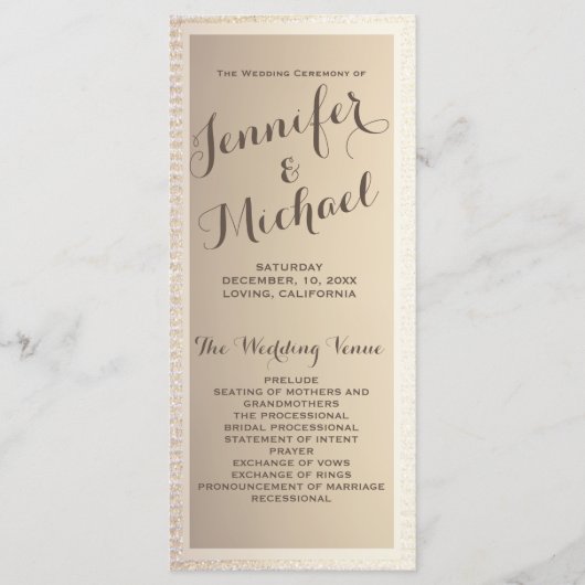 結婚式 プログラム | 金ゴールドとタン (正面)