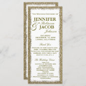 結婚式 プログラム | 金ゴールドグリッター縁ど (正面/裏面)