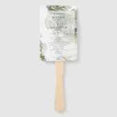 結婚式 プログラム | 金ゴールドミュートセージ緑のインク ハンドファン (正面)