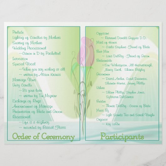 結婚式 プログラム（非宗教版） (裏面)