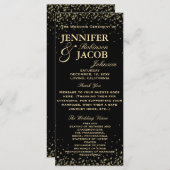 結婚式 プログラム | 黒と金ゴールドの紙吹雪 (正面/裏面)