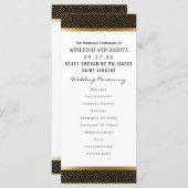 結婚式 プログラム |黒フォーマルの黄金の幾何学的 (正面/裏面)