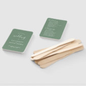 結婚式 プログラム- Sage Greenの白い書道 ハンドファン (組立なし)