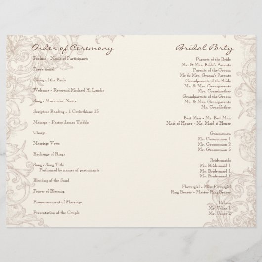 結婚式 プログラム- Wings of Love Collection (裏面)