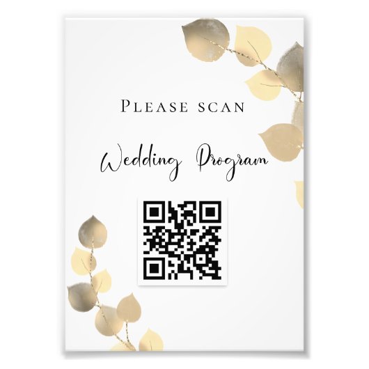 結婚式 プログラムQRコードeucalyptus golden フォトプリント (正面)