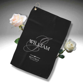 結婚式 ベストマン ギフト モノグラム 名前 現代 クール ゴルフタオル