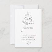 結婚式 ボタニカル リーフ ブラック＆ホワイト 封筒 出欠カード (正面)