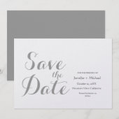 結婚式 ミニマリスト シンプル グレー カリグラフィー スクリプト セーブザデート (正面/裏面)