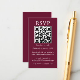 結婚式 ミニマル シンプル QR RSVP ワインレッド エンクロージャーカード