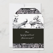 結婚式 ラブ バード スクエア モノグラム 黒、白 招待状 (裏面)